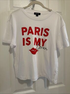 Wildfox White Tee with Red Paris Graphic and Lip Motif 💋💋💋